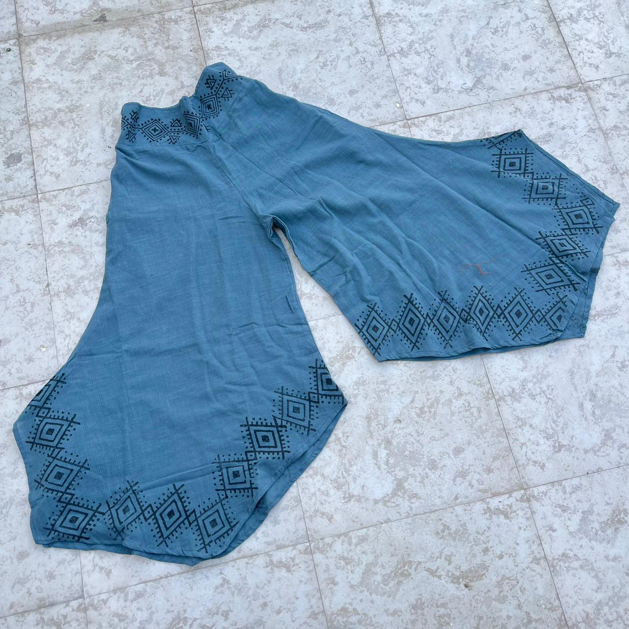 Radha Cotton Pants - Teal Blue