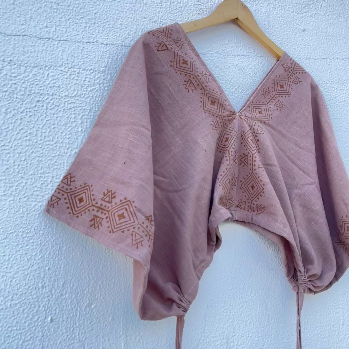 Zyra V-Neck Cotton Top - Light Sand