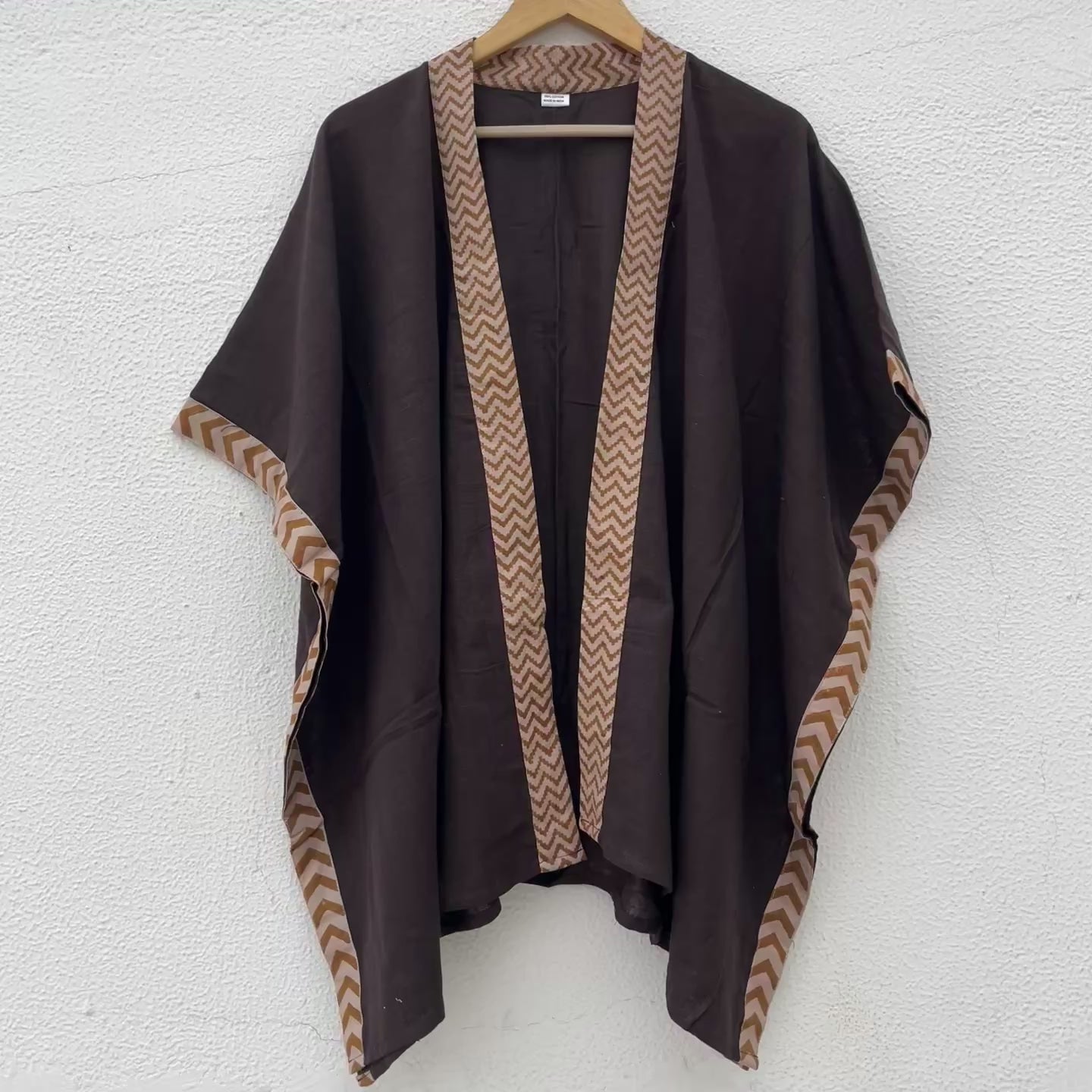 Karwaan Kaftan Cotton Shrug- Brown