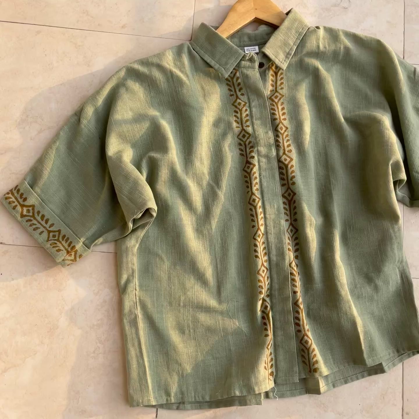 Rahgir Cotton Shirt - Sage Green