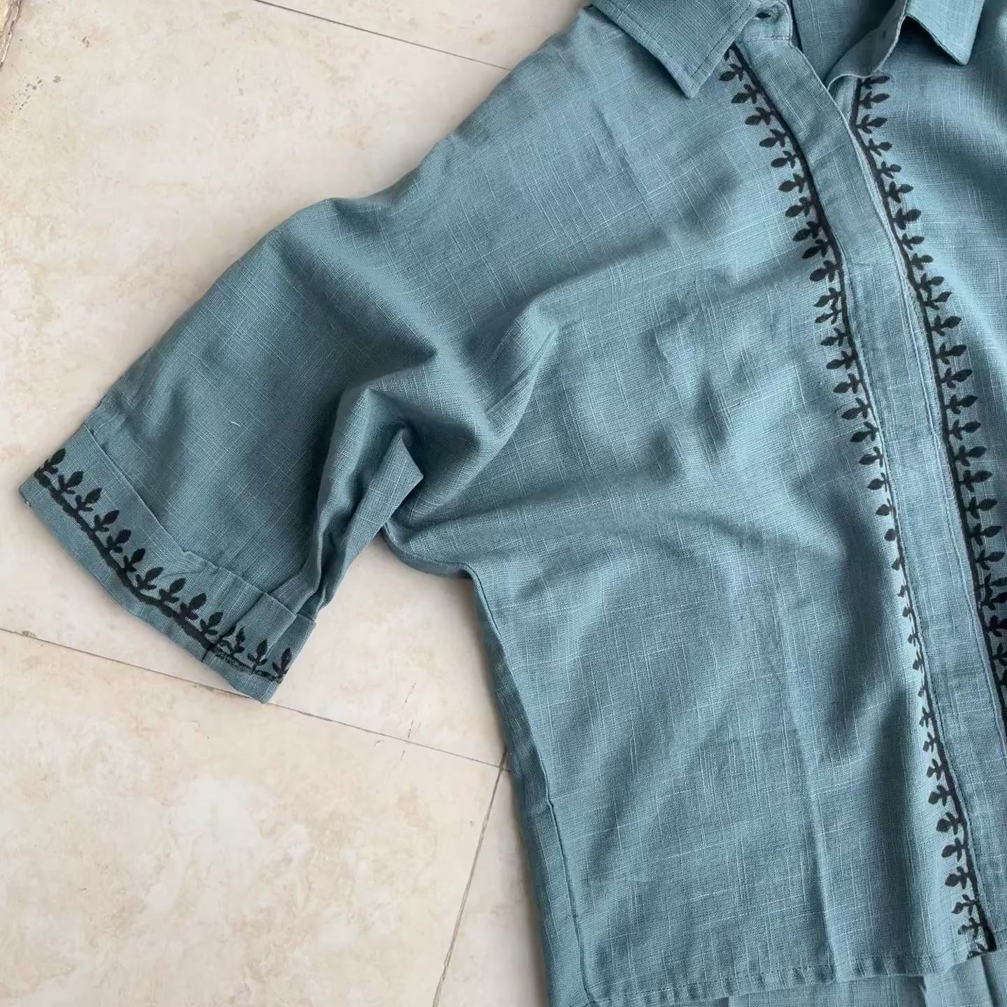 Rahgir Cotton Unisex Shirt - Dusty Teal
