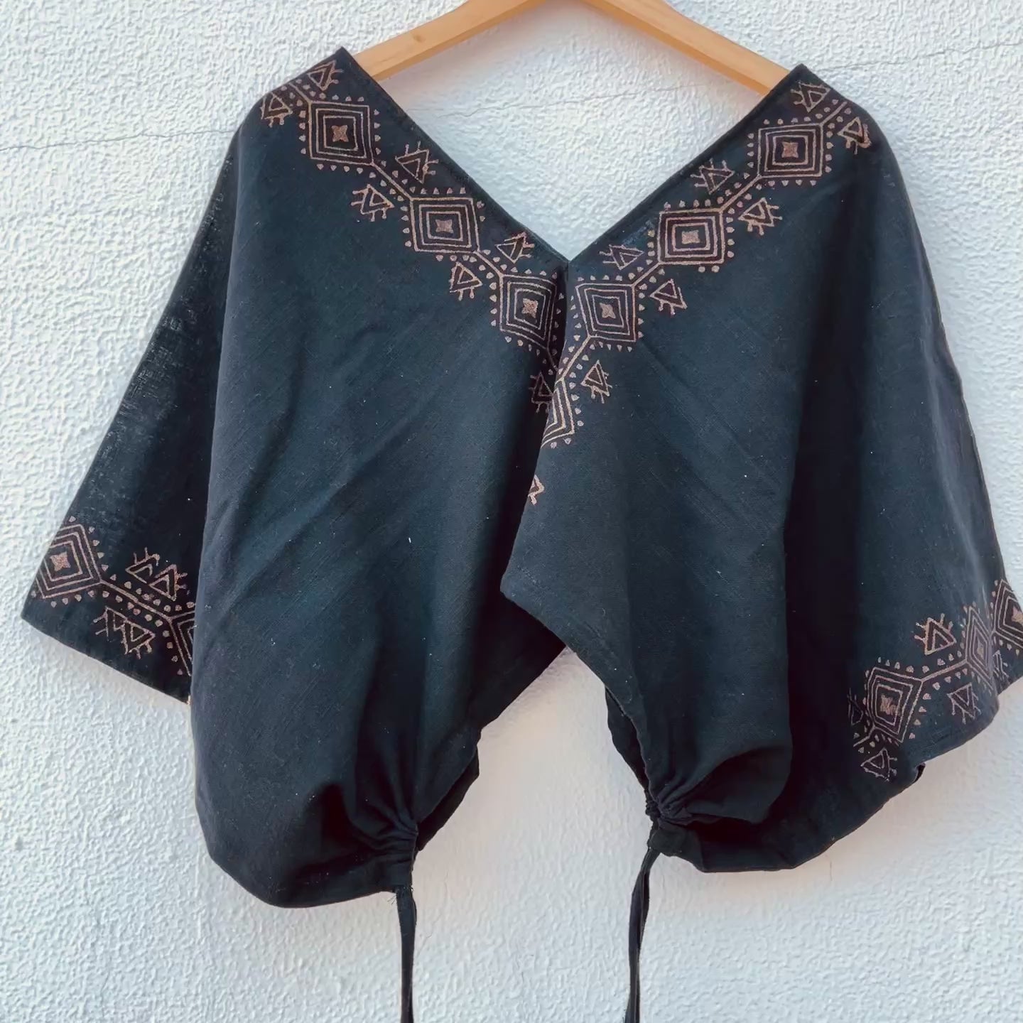 Zyra V-Neck Cotton Top - Midnight