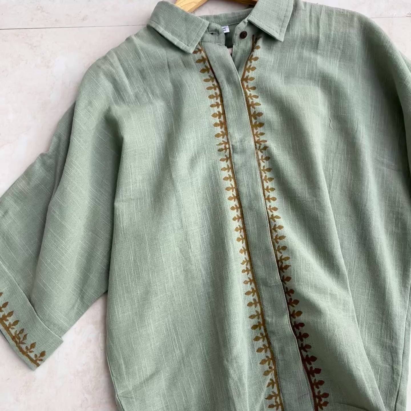 Rahgir Cotton Shirt - Sage Green