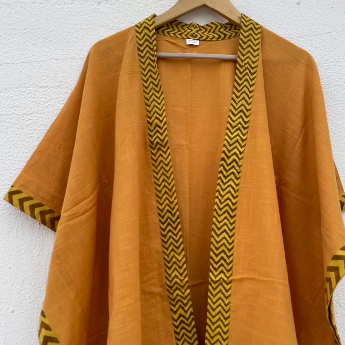 Karwaan Kaftan Cotton Shrug- Mustard