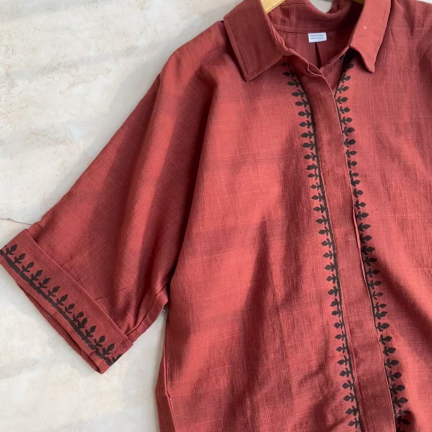 Rahgir Cotton Shirt - Rust Orange