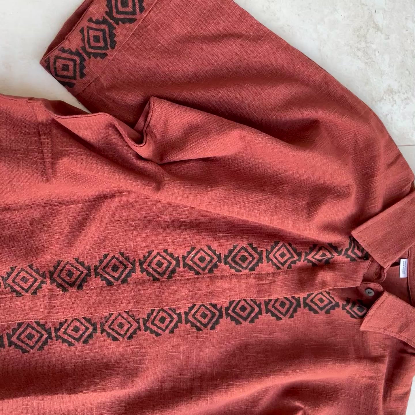 Rahgir Cotton Shirt - Rust Orange